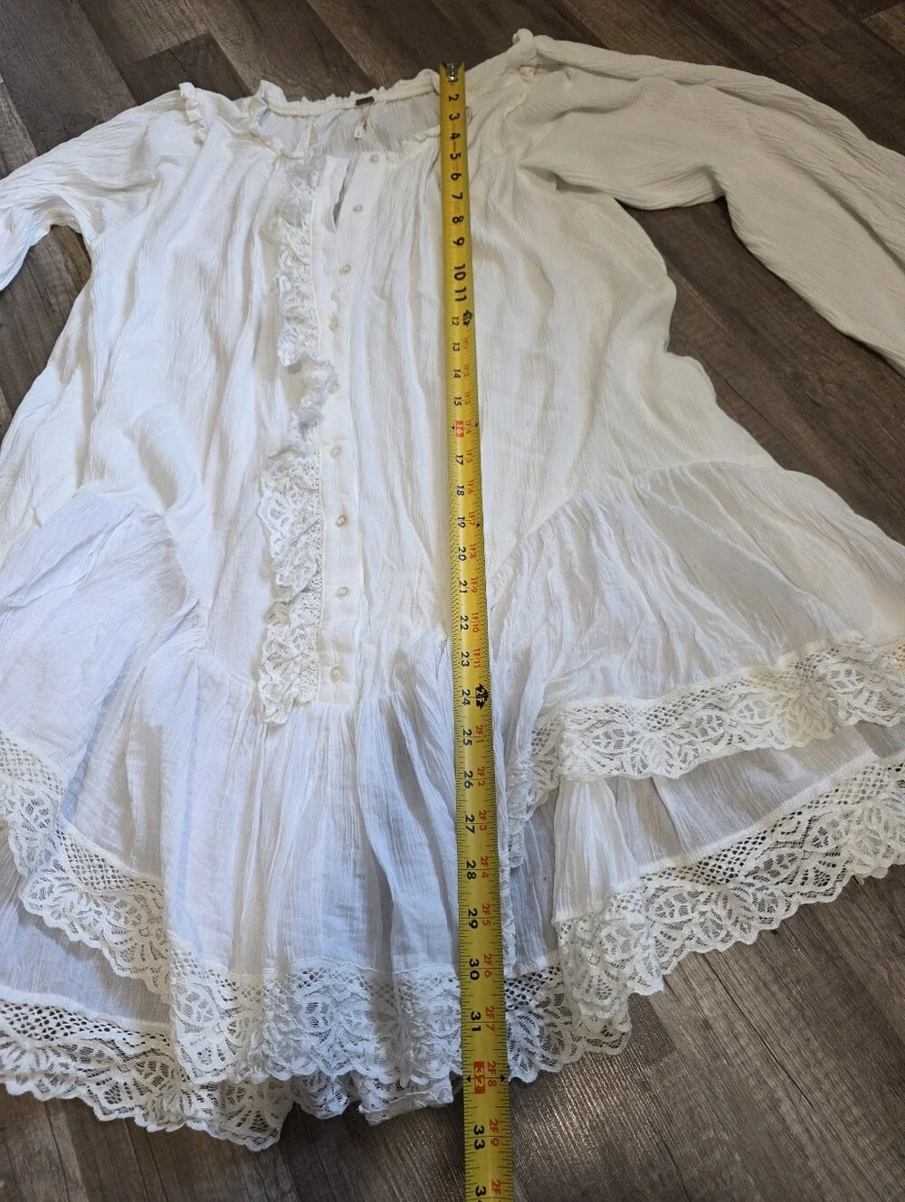 FREE PEOPLE JEANNETTE Ivory Edwardian Regency Lace Tunic Dress Darcy Boho